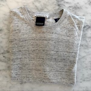 Mens Scotch and Soda grey linen/cotton blend with side slits & patch size M